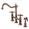 Kingston Brass KS127AXBSAC Heritage Bridge Kitchen Faucet W/ Brass Sprayer, Copper KS127AXBSAC - alternate 1